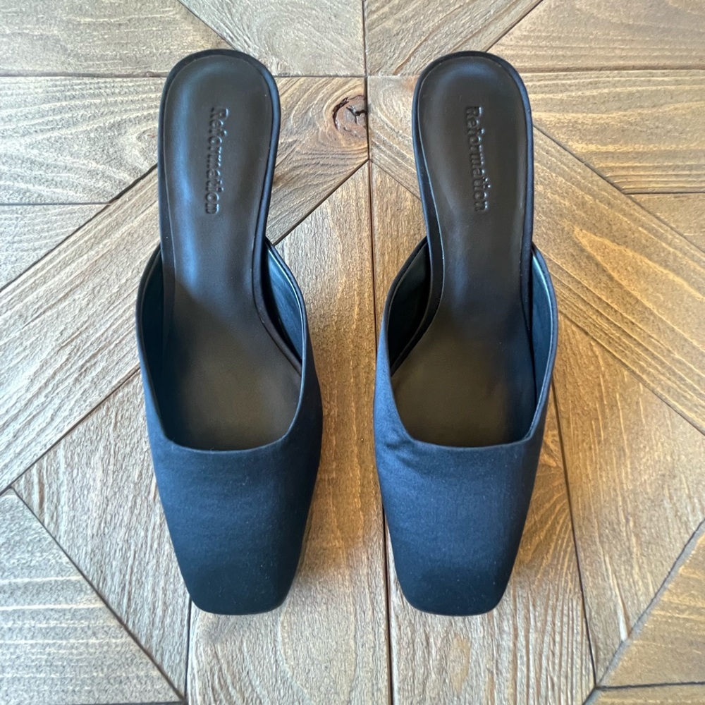 Reformation satin mules